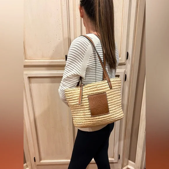 Loewe Basket Tote! Brown leather, straw bag! - Picture 5 of 7
